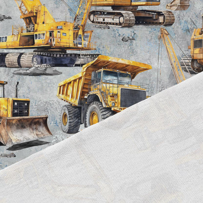 Image of cotton loopback knit, powerful dump trucks in quarries – available online at Charlotte's Fabrics