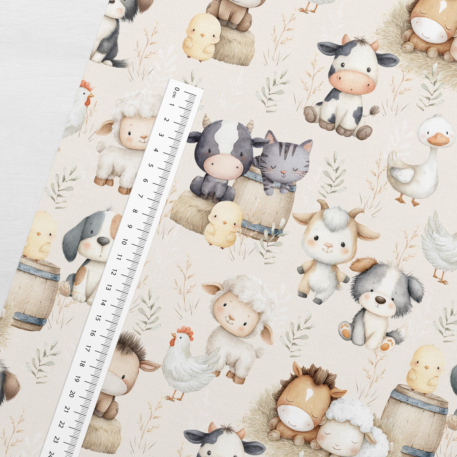 Attēls ar Kokvilnas cilpiņtrikotāža - jautrā fermas draugu kompānija 250 g/m² | Dizains - 02 – pieejams Šarlotes audumi