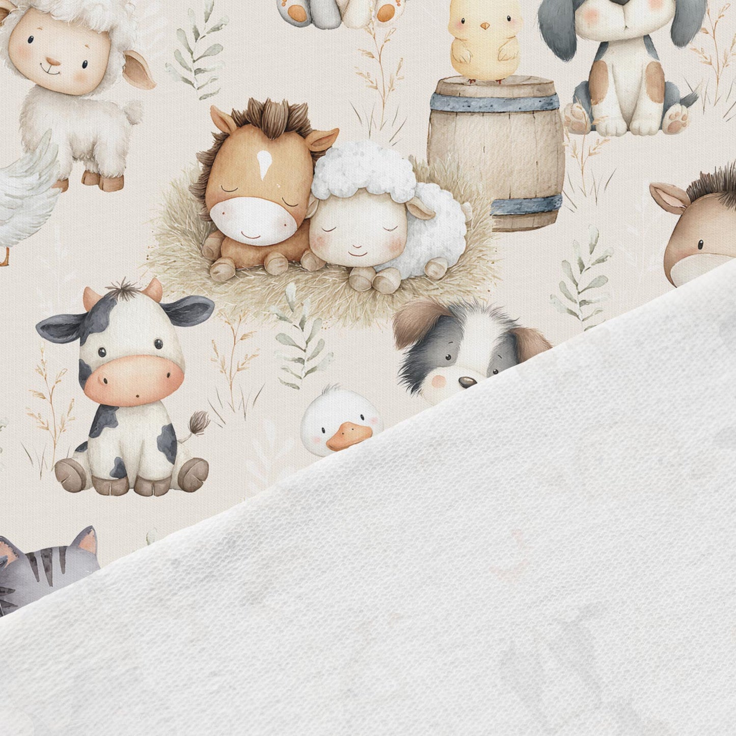 Attēls ar Kokvilnas cilpiņtrikotāža - jautrā fermas draugu kompānija 250 g/m² | Dizains - 02 – pieejams Šarlotes audumi