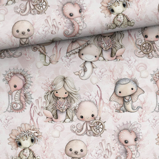 Image de tissu molletonné en coton - océan perlé 250 g/m² | Design - 16 – disponible chez Šarlotes audumi