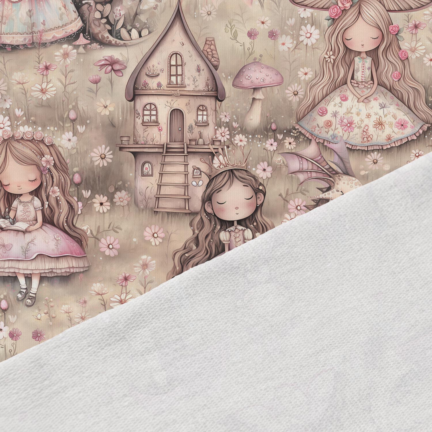 Attēls ar Kokvilnas cilpiņtrikotāža - princese un pūķis 260 g/m² – pieejams Šarlotes audumi