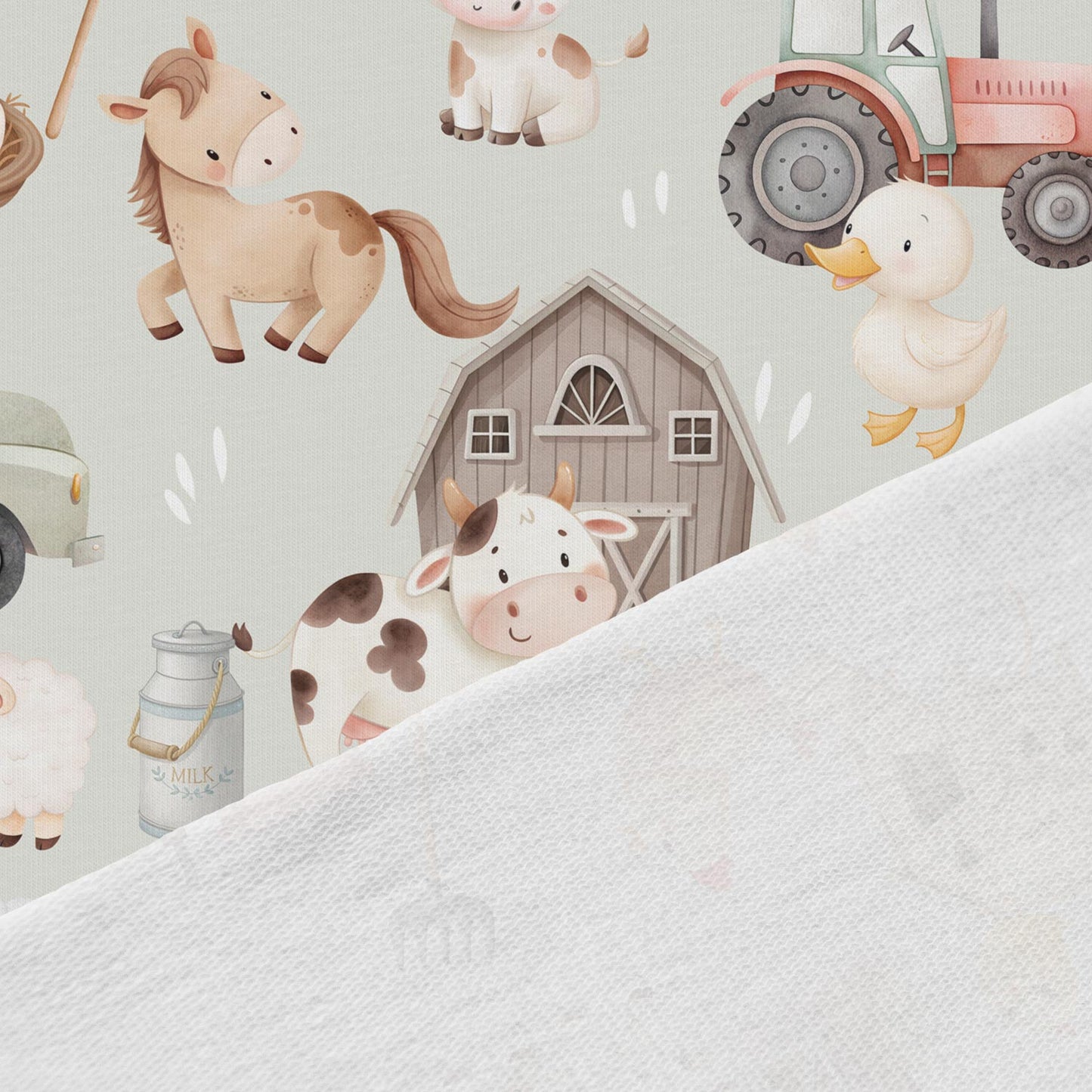 Attēls ar Kokvilnas cilpiņtrikotāža - raibā fermas dzīve 250 g/m² | Dizains - 04 – pieejams Šarlotes audumi