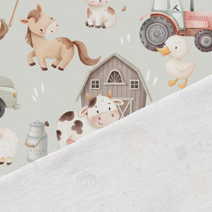 Image of cotton loopback knit - colorful farm life 250 g/m² | Design - 04 – available at Šarlotes audumi