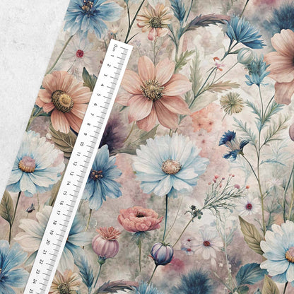 Image of Cotton loop-knit jersey - dreamy spring flower meadow 250 g/m² – available at Šarlotes audumi