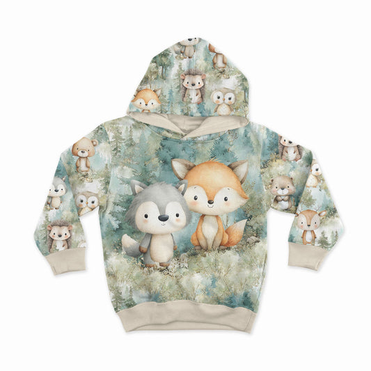 Image en jersey bouclé en coton - amis de la forêt verte 250 g/m² | Design - 17 – disponible chez Šarlotes audumi