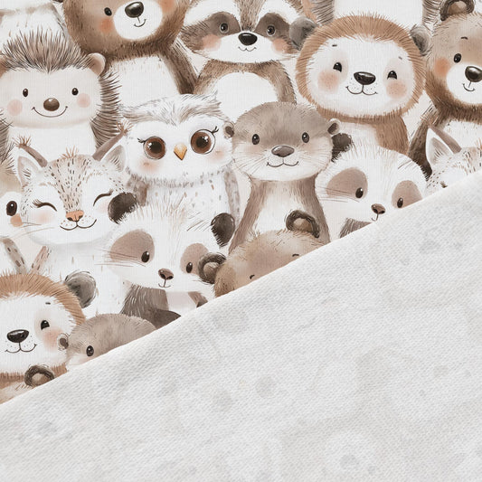 Attēls ar Kokvilnas cilpiņtrikotāža - zvēriņi brūnos toņos 250 g/m² – pieejams Šarlotes audumi
