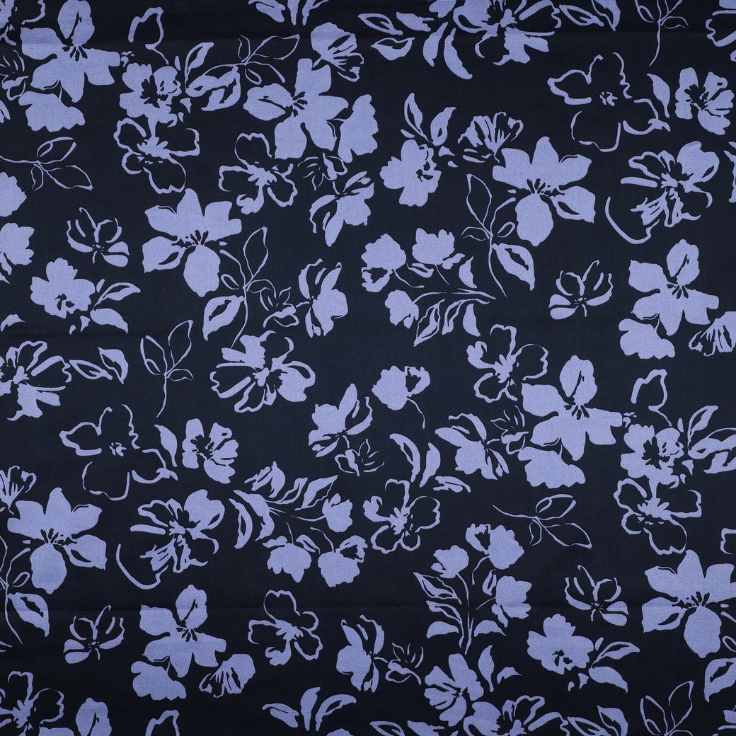Attēls ar Kokvilnas satīna audums ar ziedu rakstu 115 g/m² – pieejams Šarlotes audumi