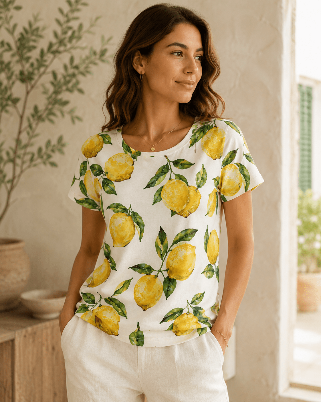 Image with cotton jersey lemons 220 g/m² – available at Šarlotes audumi