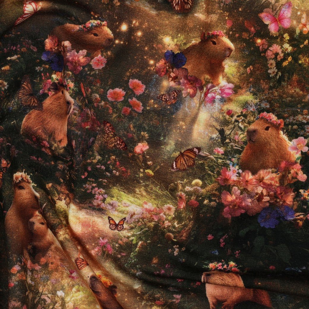 Attēls ar Kokvilnas trikotāža - kapibaras 200 g/m² – pieejams Šarlotes audumi