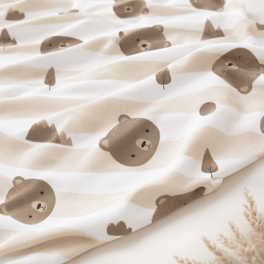 Image of cotton jersey - bears 220 g/m² – available at Šarlotes audumi