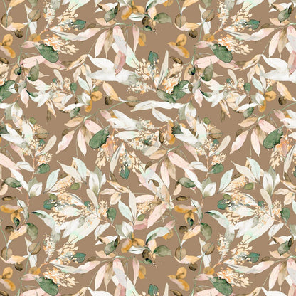 Cotton jersey - leaves on a brownish background 200 g/m²