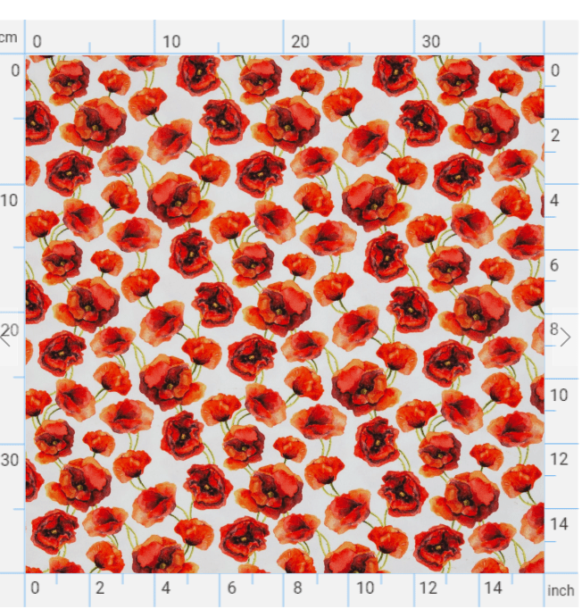 Image of cotton jersey with poppies, 210 g/m² – available online at Šarlotes audumi