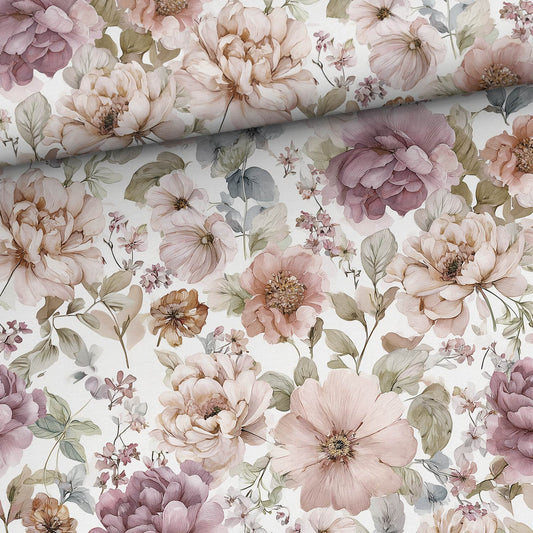 Attēls ar Kokvilnas trikotāža - peonijas 200 g/m² – pieejams Šarlotes audumi