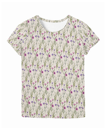 Baumwolljersey mit Kornblumen und Glöckchen 200 g/m²
