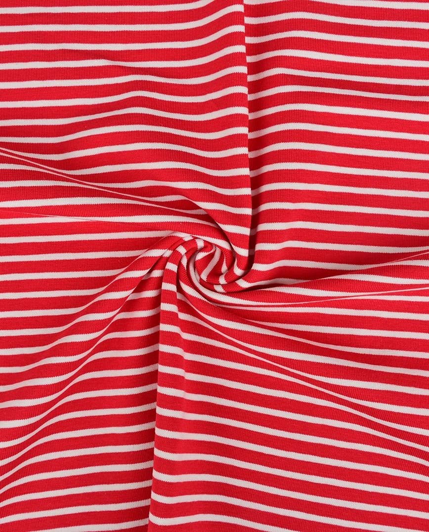 Image de jersey de coton à lignes rouges 220 g/m² – disponible chez Šarlotes audumi