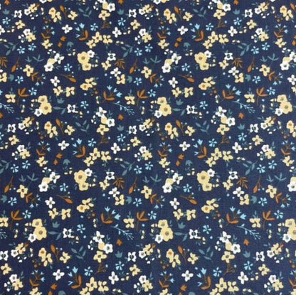 Image with cotton jersey - tiny flowers on dark blue 200 g/m² – available at Charlotte's Fabrics