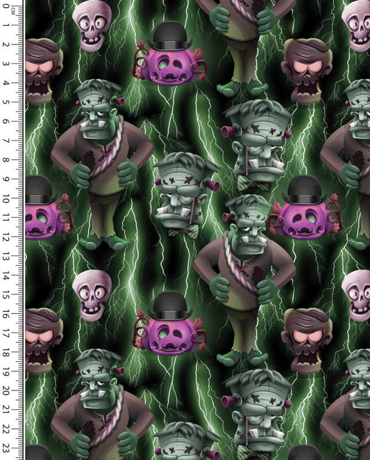 Image of cotton jersey - zombies, available online at Šarlotes audumi