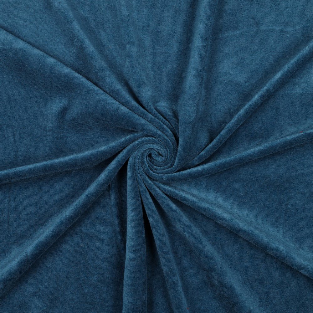 Attēls ar Kokvilnas velūrs - petrol 250 g/m² – pieejams Šarlotes audumi