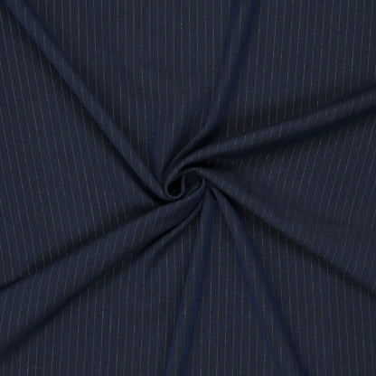 Image of suiting fabric with a fine lurex stripe - dark blue | 195 g/m² | 145 cm – available at Šarlotes audumi