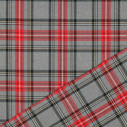 Image of suiting fabric - red and light gray plaid 230 g/m² – available at Charlotte's Fabrics