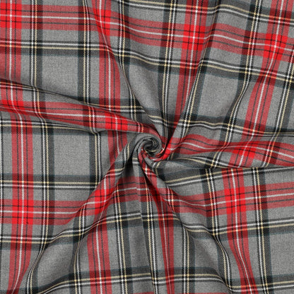 Image of suit fabric - red and light gray checkered 230 g/m² – available at Šarlotes audumi