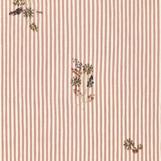 Attēls ar Kreklu audums ar elastānu - svītrains ar izšūtām pērlītēm 135 g/m² – pieejams Šarlotes audumi