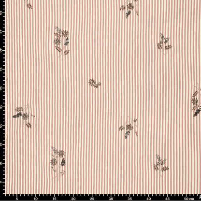 Image of shirt fabric with elastane - striped with embroidered beads 135 g/m² – available at Šarlotes audumi