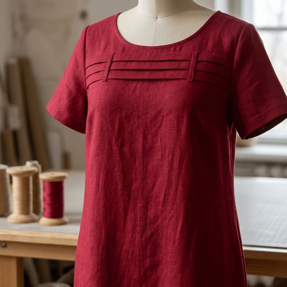 Attēls ar Lina audums–tumši sarkans 235 g/m² – pieejams Šarlotes audumi