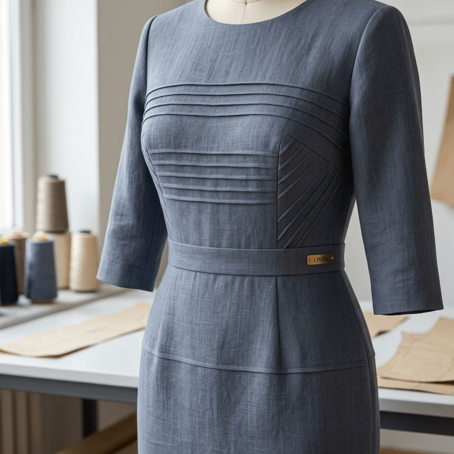 Image du tissu Lina – bleu-gris 235 g/m² – disponible chez les tissus de Charlotte