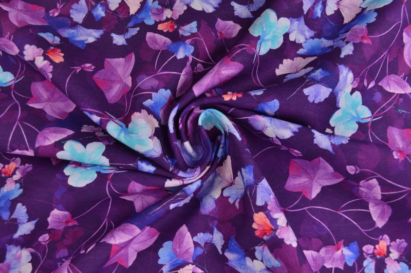Lins ar kokvilnu-lapas uz purpura toņa fona 170 g/m²