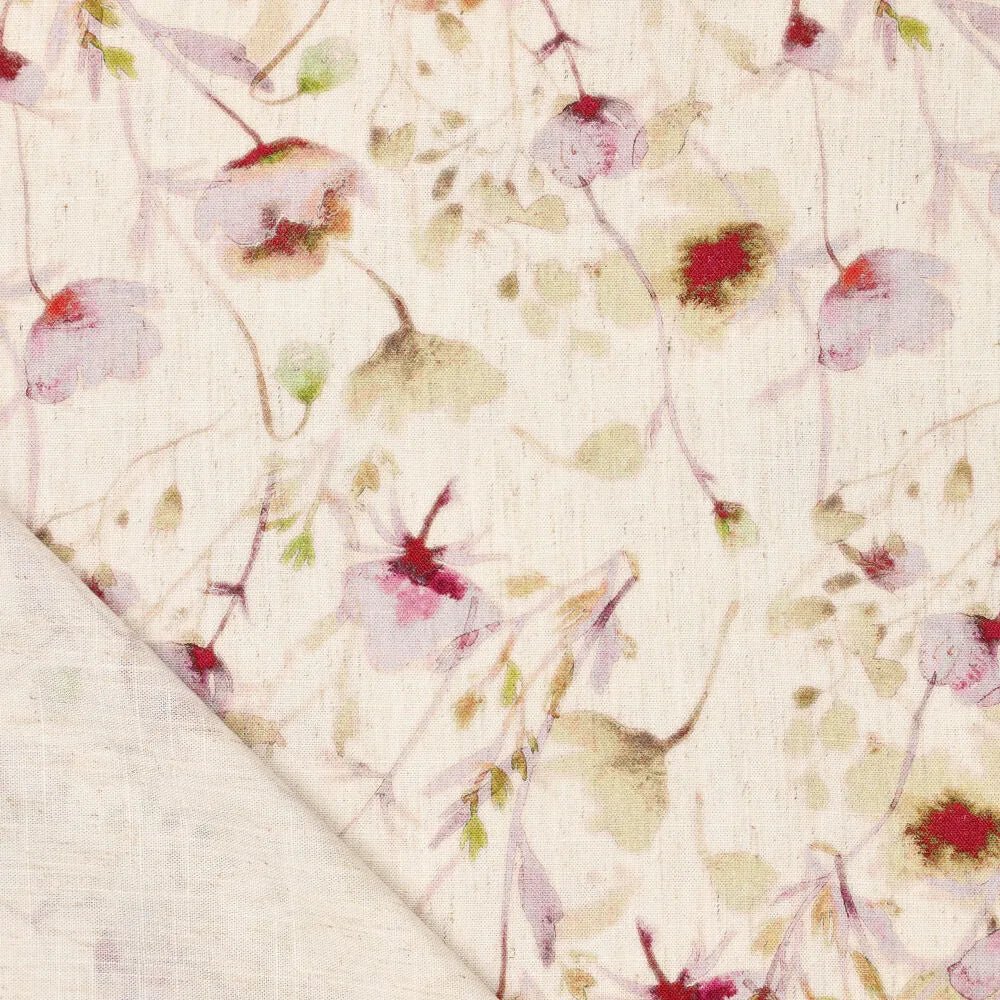 Attēls ar Lins ar viskozi - puķu zirnīši 120 g/m² – pieejams Šarlotes audumi