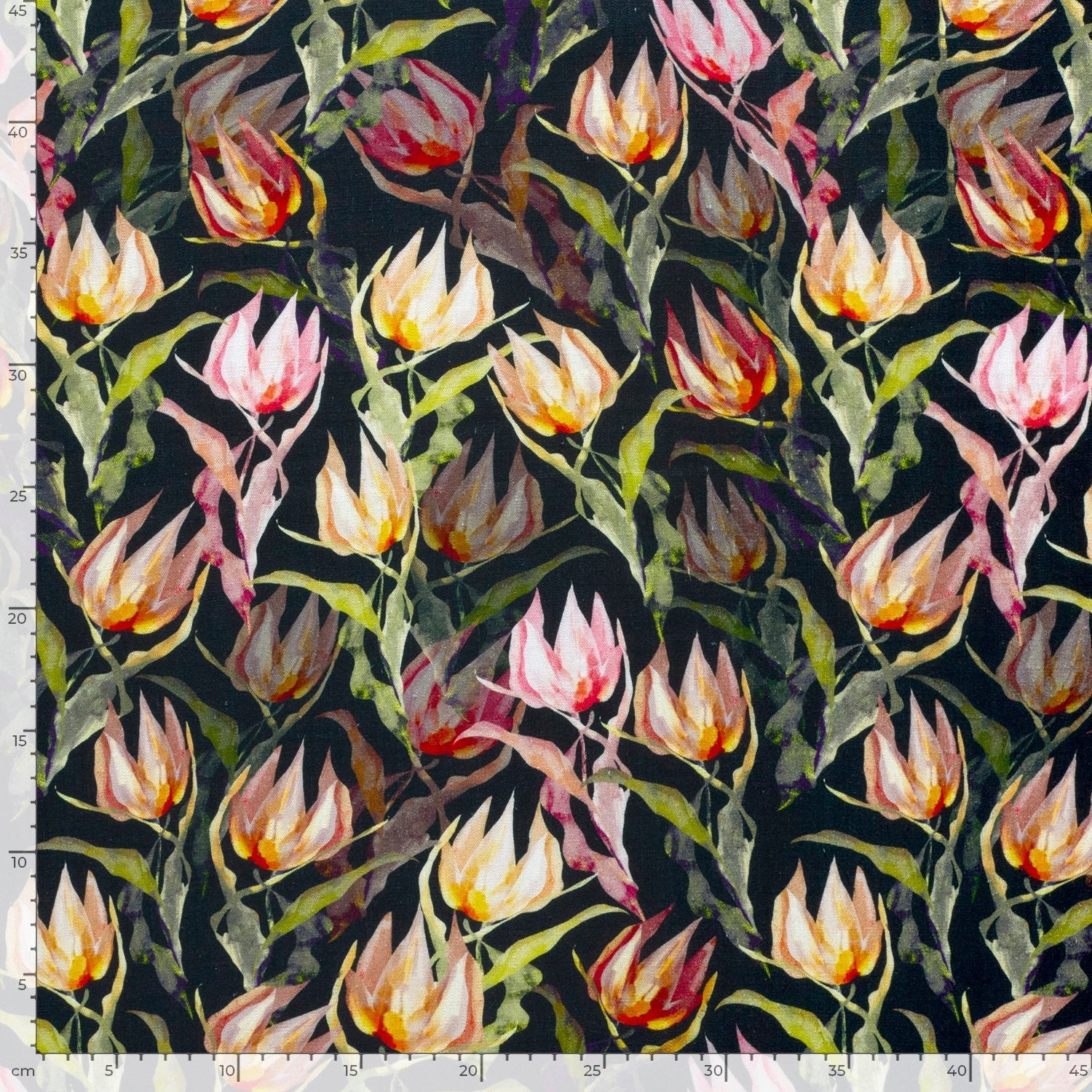 Attēls ar Lins ar viskozi - tulpes 170 g/m² – pieejams Šarlotes audumi