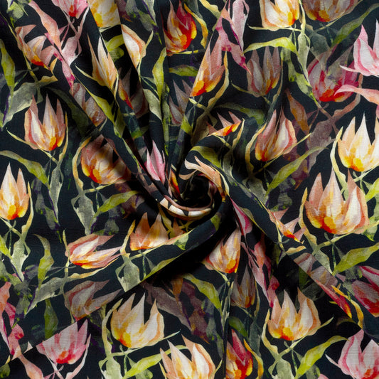 Attēls ar Lins ar viskozi - tulpes 170 g/m² – pieejams Šarlotes audumi