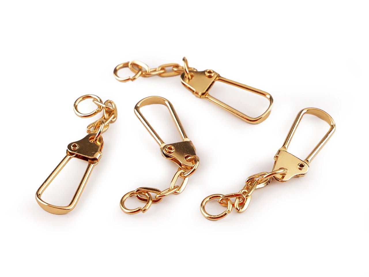 Attēls ar Metāla karabīne ar ķēdīti| 11 x 26 mm 10 gab.|dažādu toņu – pieejams Šarlotes audumi