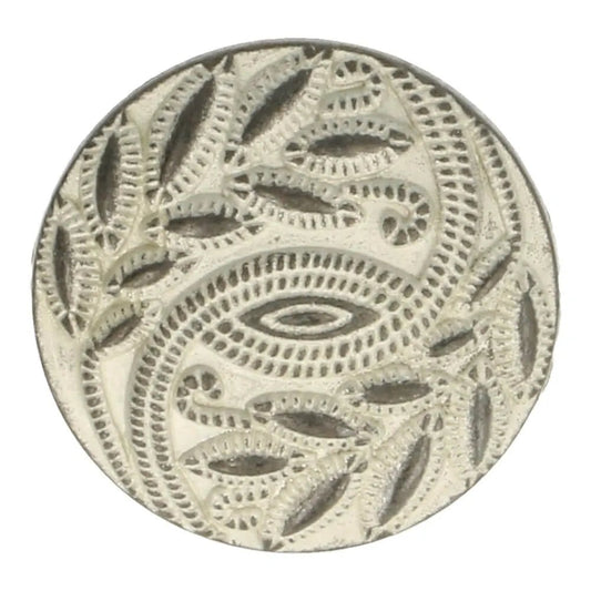 Pilt metallist jalaga nööpidest 36 mm – valge antiikne – saadaval veebis Šarlote kangad