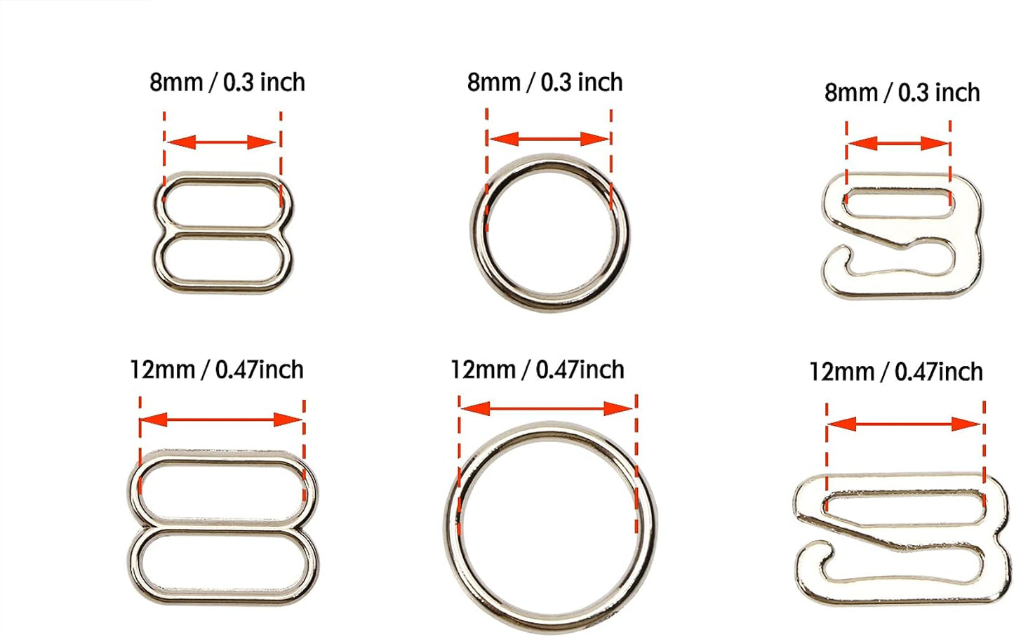 Metāla regulators veļai 8 mm - zelta (2 gb iepakojums)