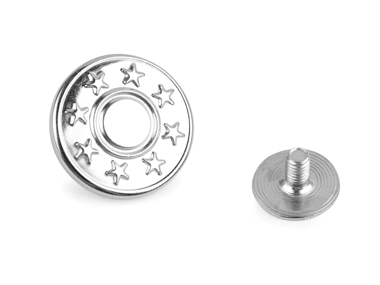 Attēls ar Metāla skrūvējamā džinsu poga Ø17 mm – pieejams Šarlotes audumi