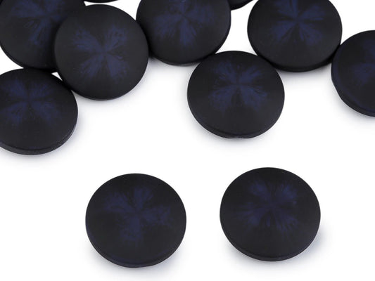 Image of coat and jacket buttons with a velvet effect | 21 mm, 25 mm, 30 mm | dark blue – available at Šarlotes audumi