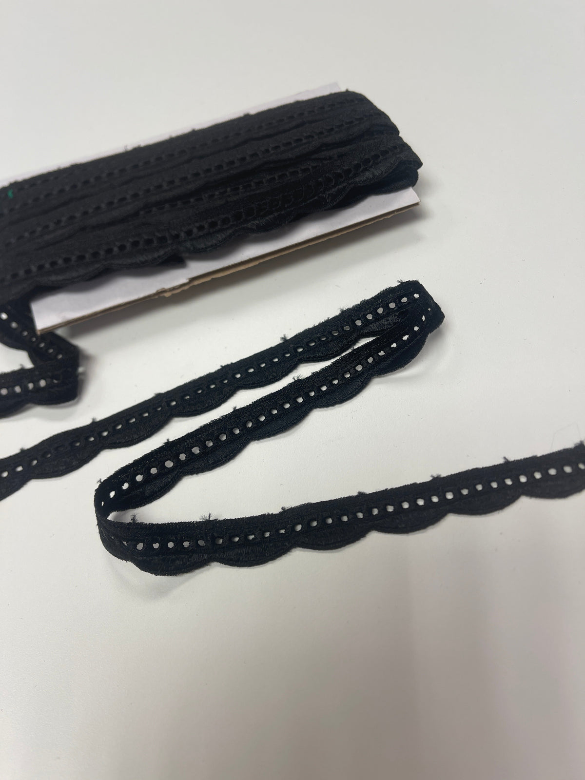 Pilt 2 cm mustast pitsist – saadaval veebis Šarlote kangad