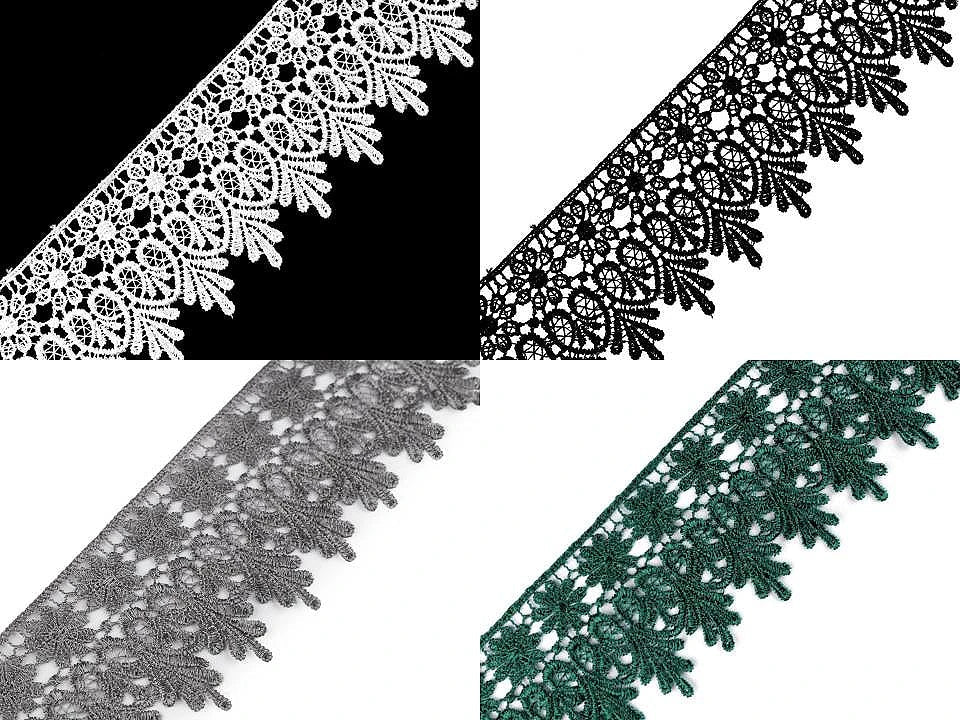 Attēls ar Mežģīne 7 cm - mela – pieejams Šarlotes audumi