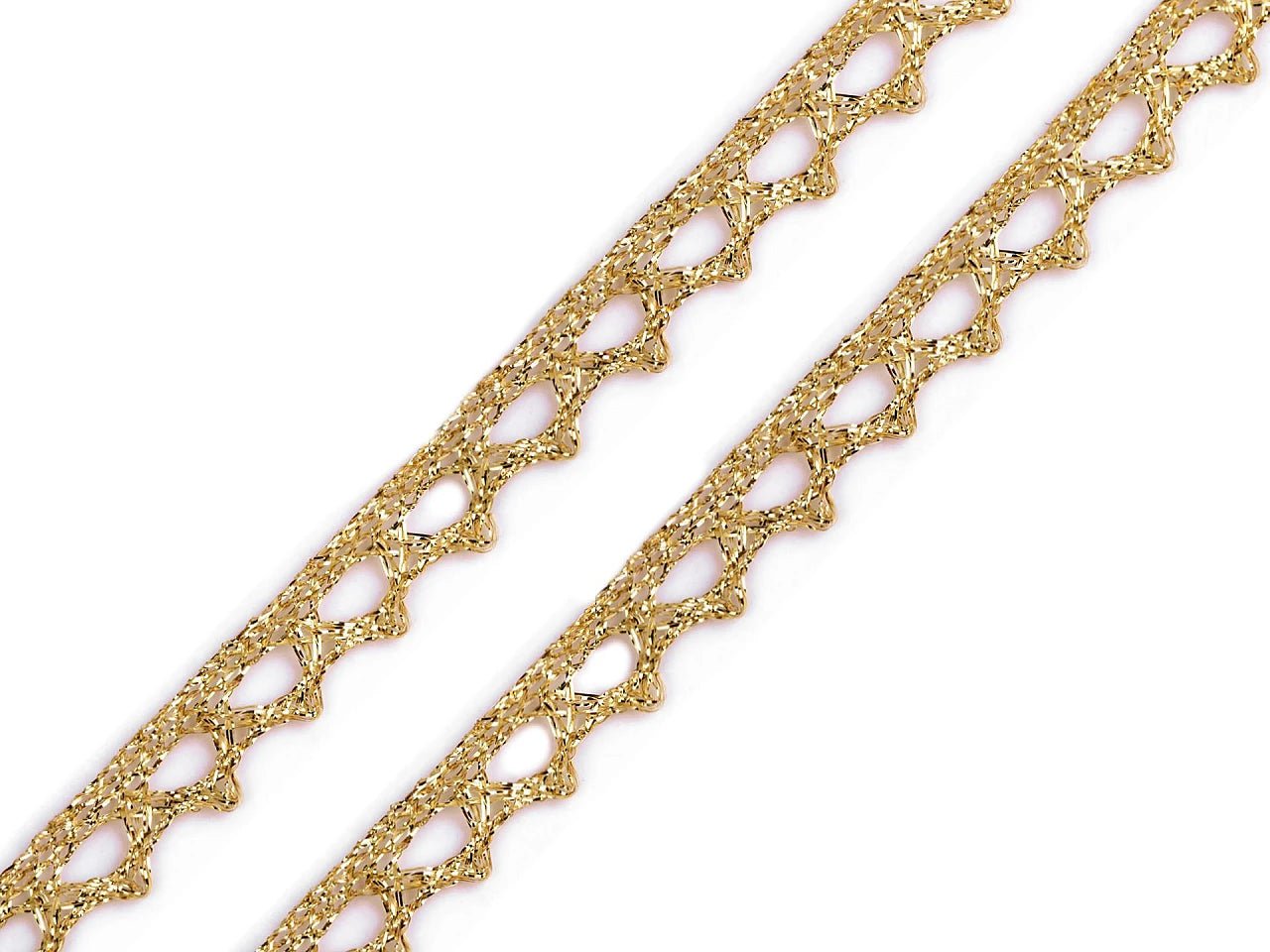 Attēls ar Mežģīne - zelta 1 cm – pieejams Šarlotes audumi