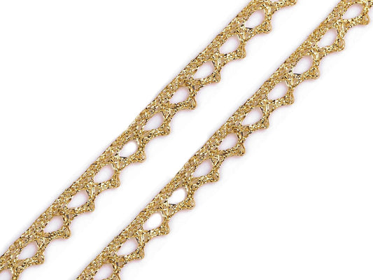 Attēls ar Mežģīne - zelta 1 cm – pieejams Šarlotes audumi