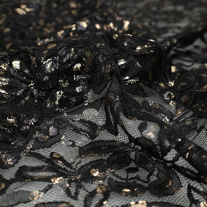 Pilt pitskangast “Lauren Foil Lace” – must 140 g/m² – saadaval Šarlotes audumi