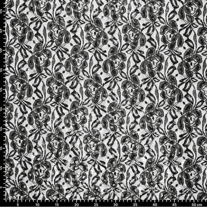 Pilt pitskangast “Lauren Foil Lace” – must 140 g/m² – saadaval Šarlotes audumi