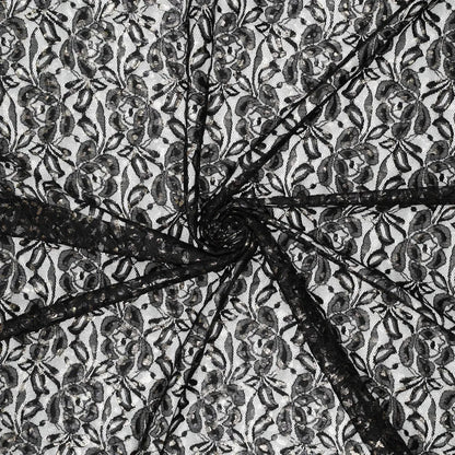 Pilt pitskangast “Lauren Foil Lace” – must 140 g/m² – saadaval Šarlotes audumi