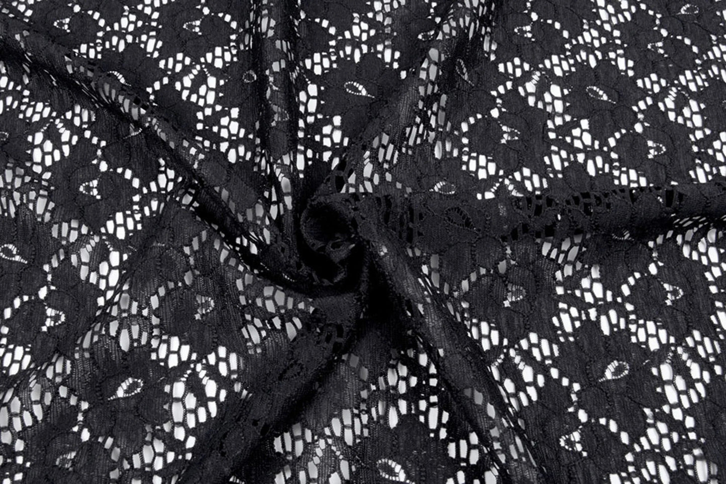 Attēls ar Mežģīņu audums - melns 115 g/m² – pieejams Šarlotes audumi