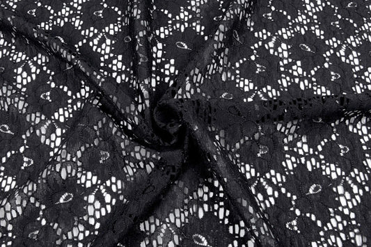 Attēls ar Mežģīņu audums - melns 115 g/m² – pieejams Šarlotes audumi