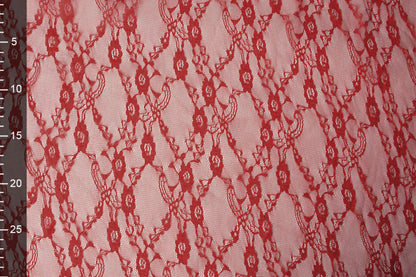 Image of fine lace fabric - red 50 g/m² – available at Šarlotes audumi