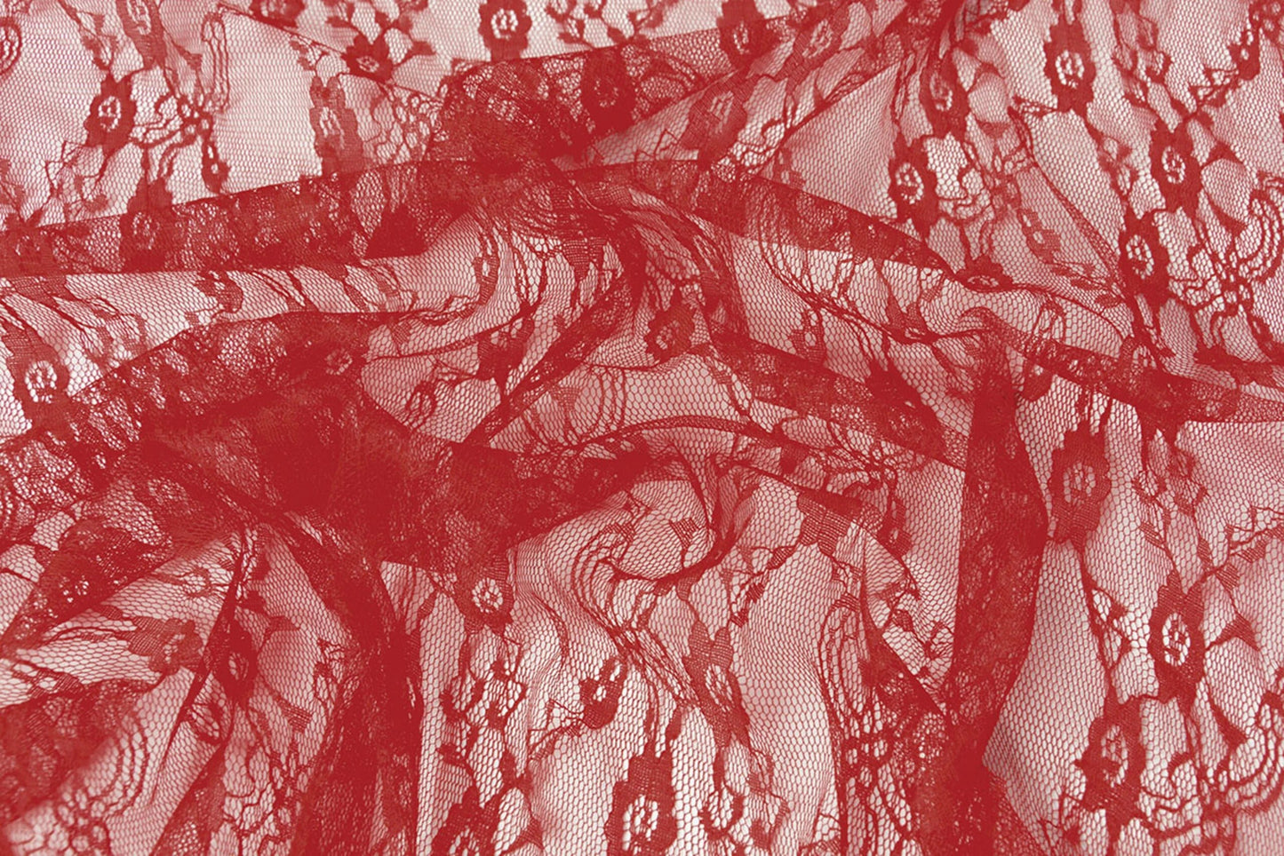 Attēls ar Mežģīņu audums smalks - sarkans 50 g/m² – pieejams Šarlotes audumi