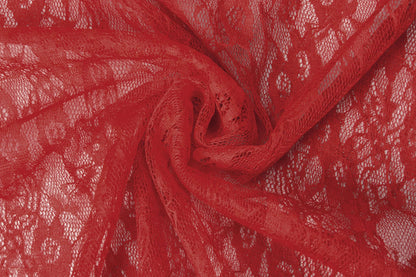 Image of delicate lace fabric - red 50 g/m² – available at Šarlotes audumi